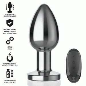INTENSE - ANAL PLUG 10 VIBRATIONS METAL WITH REMOTE CONTROL L