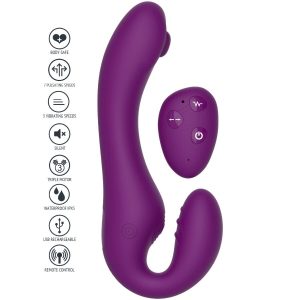 XOCOON - 2 IN 1 STRAPLESS STRAP-ON VIBRATOR WITH REMOTE CONTROL PURPLE