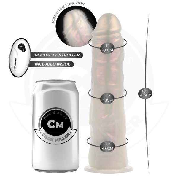 COCK MILLER - DILDO WITH SUCTION CUP, LIGHTS AND VIBRATION WITH REMOTE CONTROL WHITE 20.5 CM - Image 3
