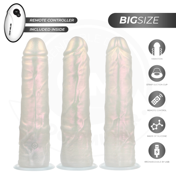 COCK MILLER - DILDO WITH SUCTION CUP, LIGHTS AND VIBRATION WITH REMOTE CONTROL WHITE 21.5 CM - Image 4