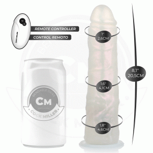 COCK MILLER - DILDO WITH SUCTION CUP, LIGHTS AND VIBRATION WITH REMOTE CONTROL WHITE 20.5 CM