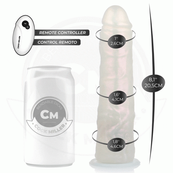 COCK MILLER - DILDO WITH SUCTION CUP, LIGHTS AND VIBRATION WITH REMOTE CONTROL WHITE 20.5 CM - Image 2
