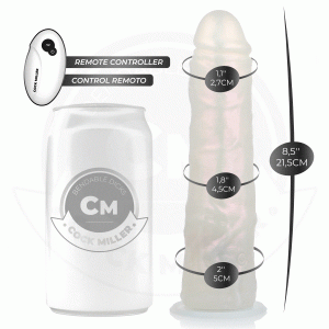 COCK MILLER - DILDO WITH SUCTION CUP, LIGHTS AND VIBRATION WITH REMOTE CONTROL WHITE 19.5 CM