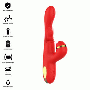 INTENSE - KATY MULTIFUNCTION CLITORIS STIMULATOR 4 INTERCHANGEABLE HEADS RED