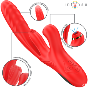 INTENSE - KAROL MULTIFUNCTION VIBRATOR THRUST  STIMULATION  STIMULATING WAVES RED