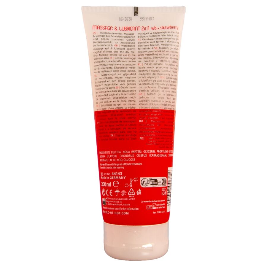 HOT - MASSAGE  GLIDE GEL 2 EN 1 FRESA 200 ML