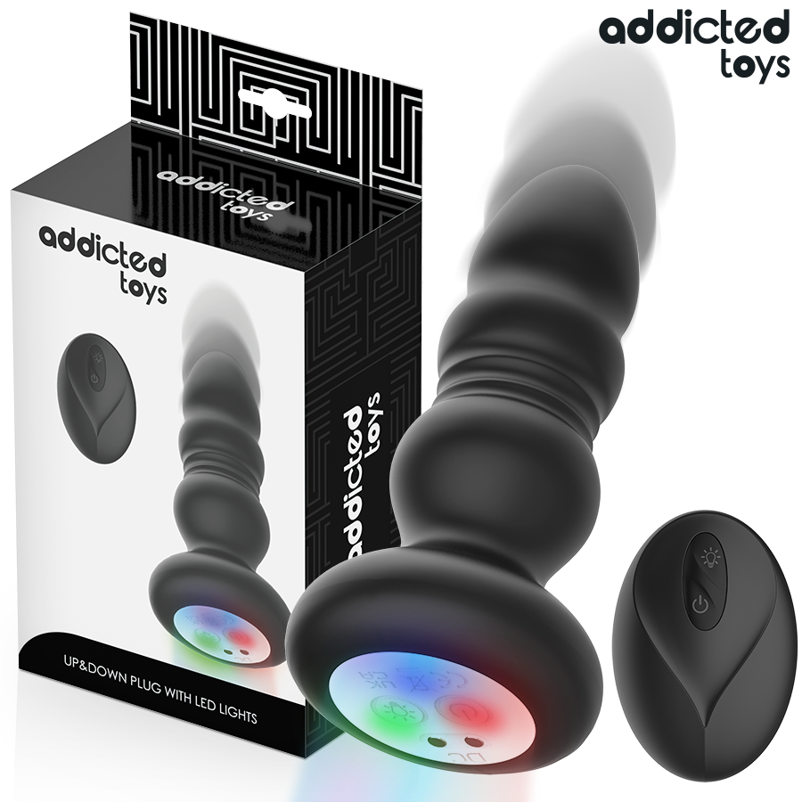 ADDICTED TOYS - THRUSTING VIBRATING ANAL PLUG, LED LIGHT REMOTE CONTROL