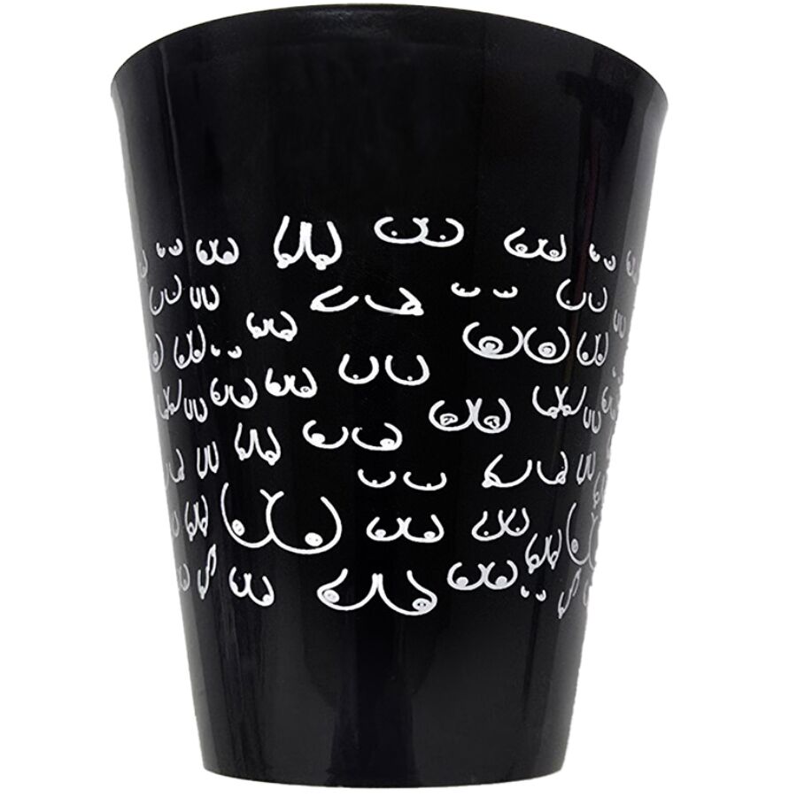 DIABLO PICANTE - VASO NEGRO 500 ML CON TETAS BLANCAS
