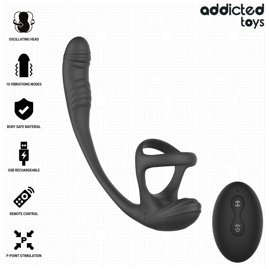 ADDICTED TOYS - ANAL PLUG WITH VIBRATION AND 360 WAVING AND TESTICLE STIMULATOR