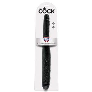 KING COCK SLIM DOUBLE DILDO BLACK 40.6 CM