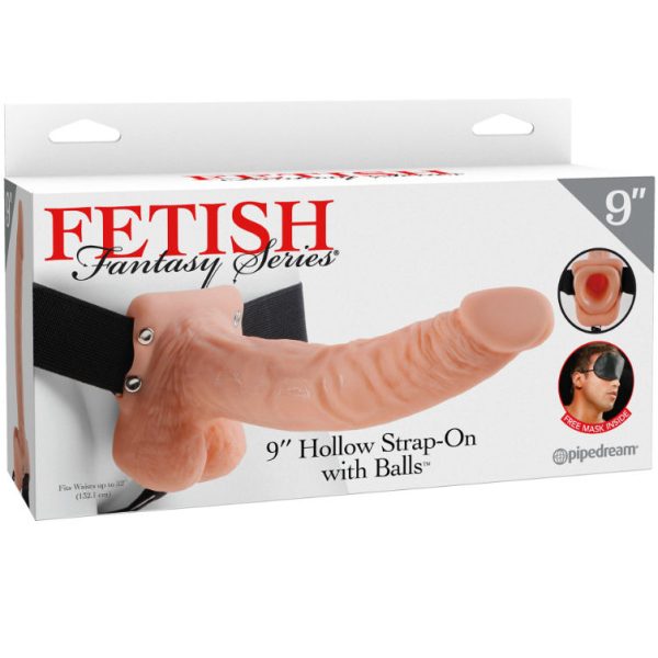 FETISH FANTASY SERIES - SERIES 9 HOLLOW STRAP-ON WITH BALLS 22.9CM FLESH - Image 3