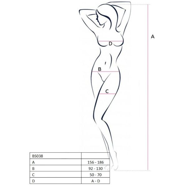 PASSION - WOMAN BS038 WHITE BODYSTOCKING ONE SIZE - Image 2