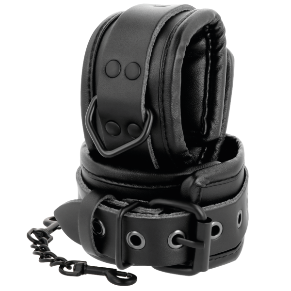 DARKNESS - ADJUSTABLE ANKLE HANDCUFFS BLACK LEATHER - Image 3