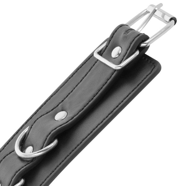 DARKNESS - BLACK ADJUSTABLE LEATHER ANKLE HANDCUFFS - Image 5