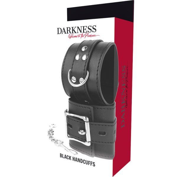 DARKNESS - BLACK LEATHER HANDCUFFS - Image 5